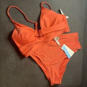NWT - Cupshe Marsala Twist High-Waisted Bikini